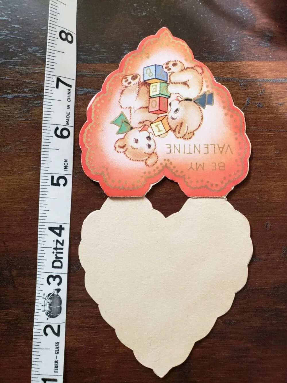 1940's Die Cut HEART SHAPE TWO BEARS 